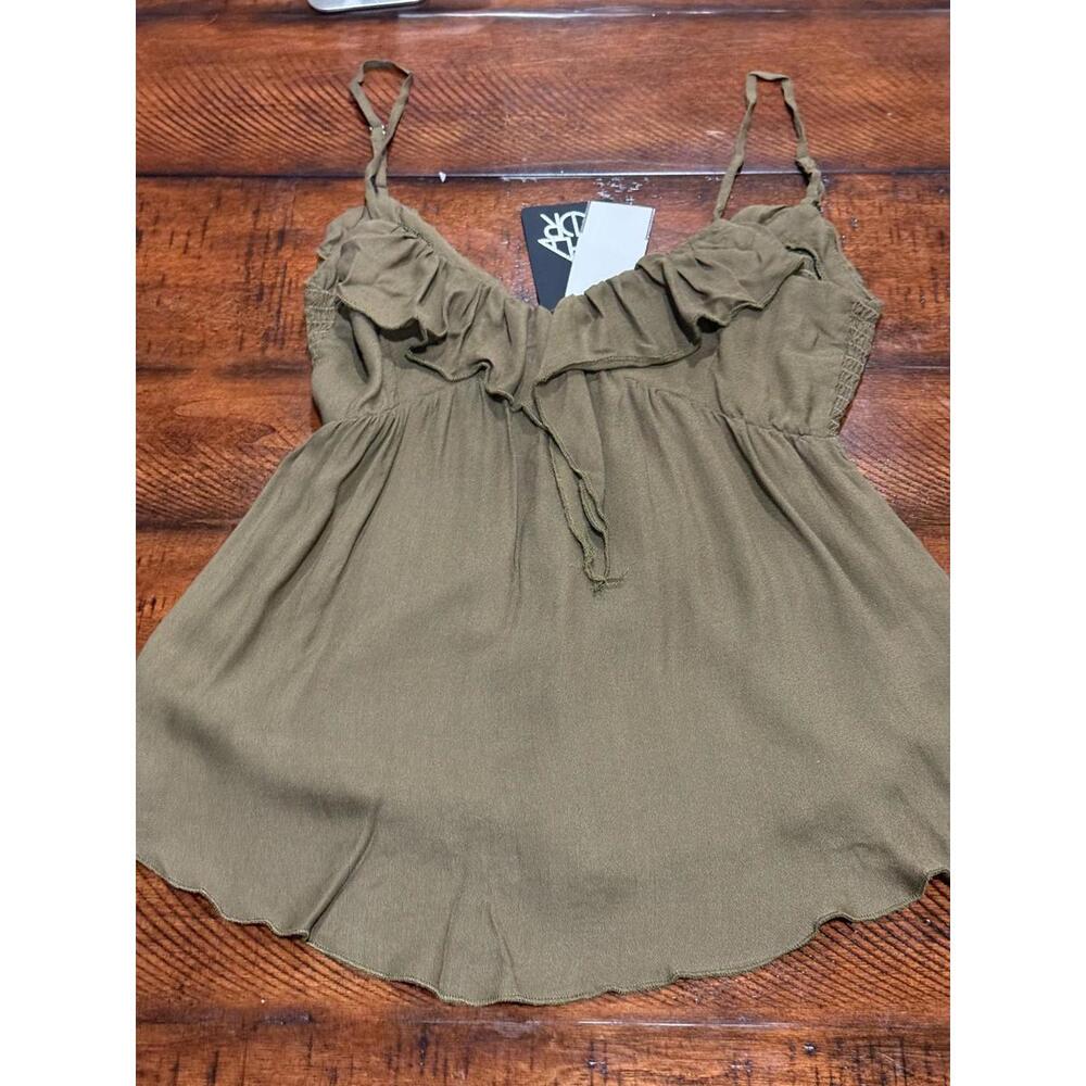 Chaser Brand - Ruffle Tank Top with Adjustable Straps - CW7187 Sage, Size XS - Picture 1 of 4